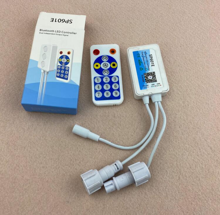 SP601E; Led Bluetooth Pixel Controller; Dual Output; Ondersteunt Smart App En Rf Afstandsbediening; DC5-24V Ingang; Waterdichte Staartjes: xConnect pigtails