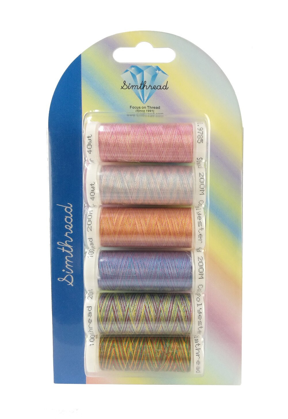 Simthread linha de bordar multi-colorida, 300m/bobina, 6 peças/kit-para brother, babylock, janome, outras máquinas