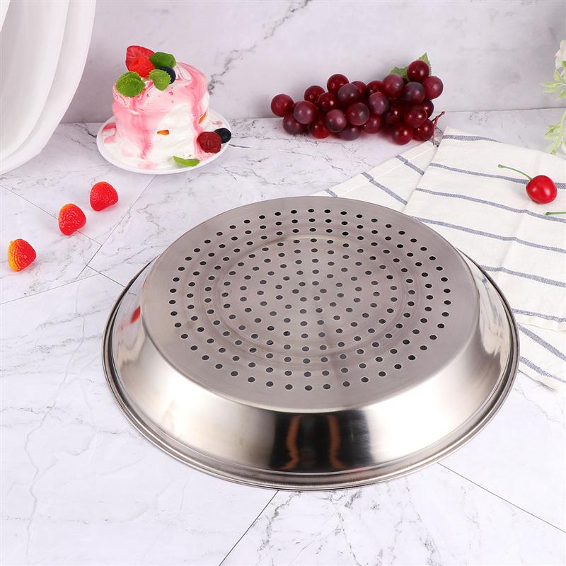 Plato humeante de acero inoxidable con agujeros, vaporizador grueso, utensilios de cocina