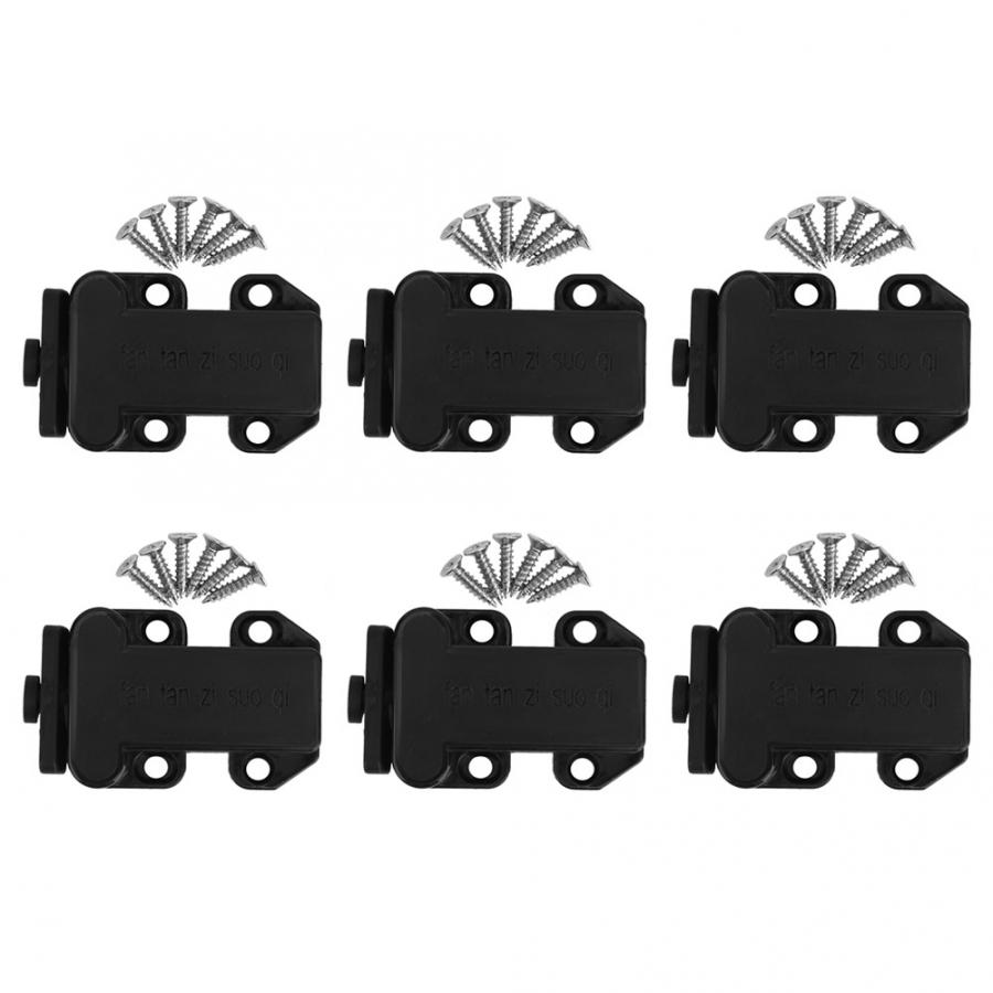 6 Sets Nylon Cabinet Drawer Rebound Self Locking Door Latches Furniture Hardware Accessories lock latch: Black