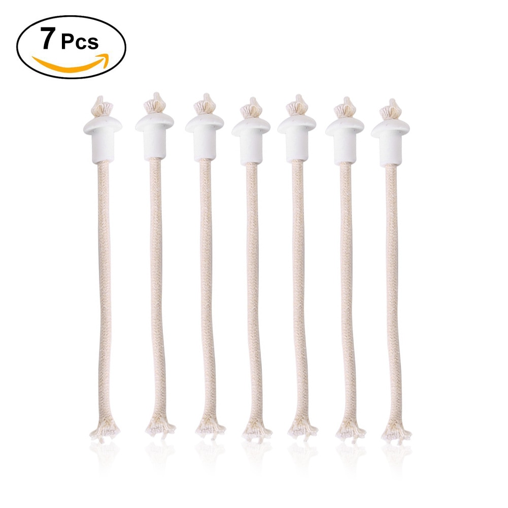 7Pcs Ceramic Holders Torch Wine Bottle Oil Candle Lamp Fiber Glass Heat-Resistant Kerosene Wick