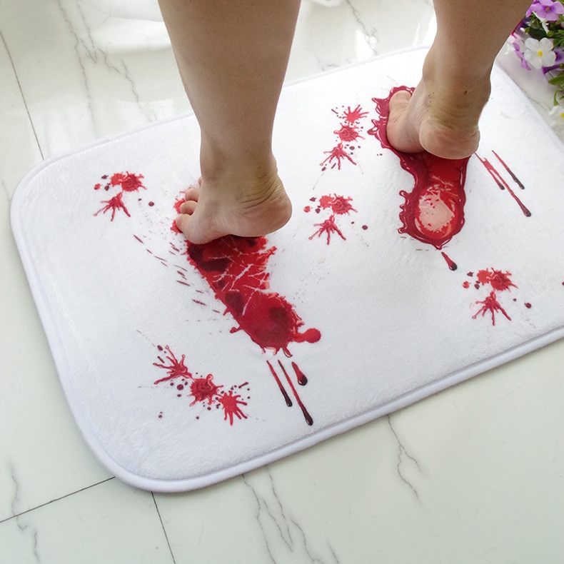Empreintes de sang créatives tapis de bain tapis d'horreur tapis de toilette daim antidérapant absorbant douche tapis de salle de bain tapis de sol tapis de cuisine