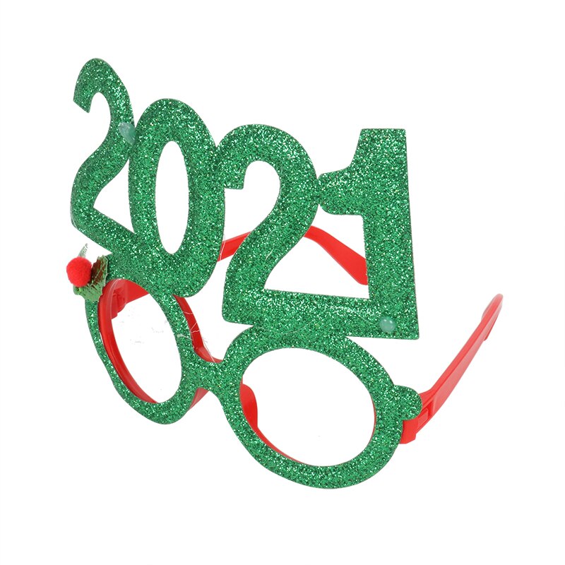 Happy Year Photo Booth Frame Props Gold Black Paper Glasses Photobooth Props Year Eve Party Supplies Kids Favors: 1pcs green