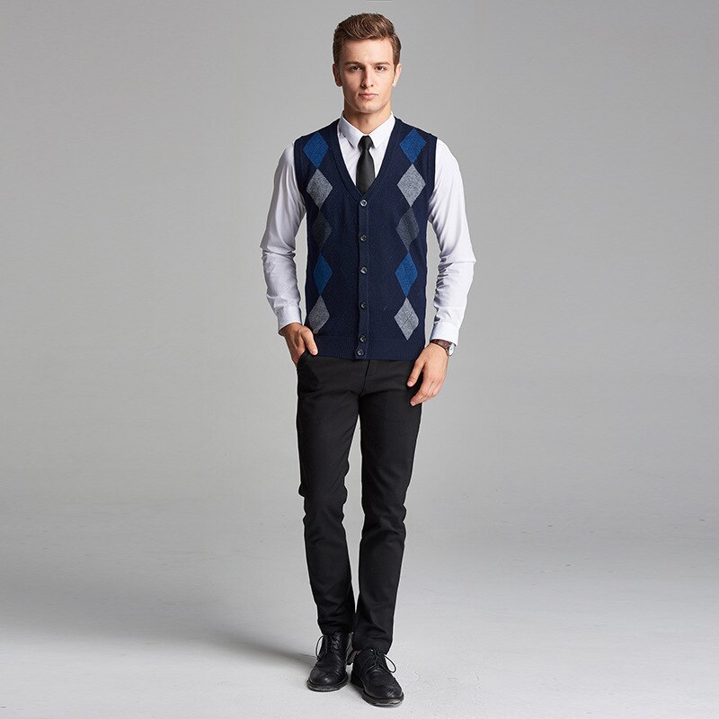 Men Vest Sweater Sleeveless Cardigan men Classic style FIt V-Neck Business Casual Male Homme Keep Warm 4XL MOOWNUC MWC