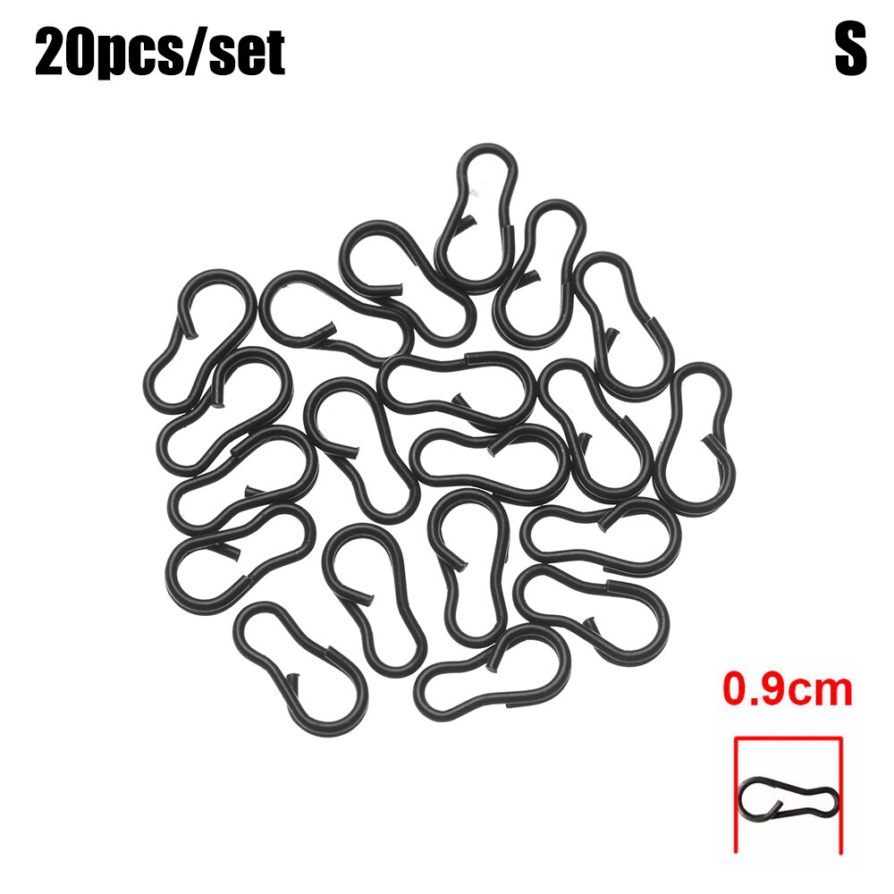 20PCS/Set Carp Fishing Snaps Connector Carp Rigs Speed Links Single Hook Snap Carp Fishing hooks rolling swivels tackle: S