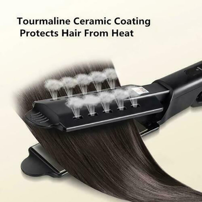 Plancha de pelo a vapor, rizador de pelo con Panel ensanchado para el hogar, plancha de turmalina de cerámica con temperatura ajustable de cuatro engranajes