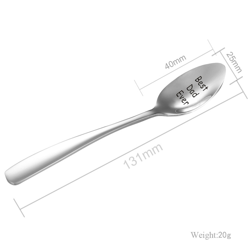 1pc Stainless Steel Smooth Carved Coffee Spoon Teaspoon For Mom Dad Family Stirring Milk Dessert Scoop Tableware 13.1*2.5cm