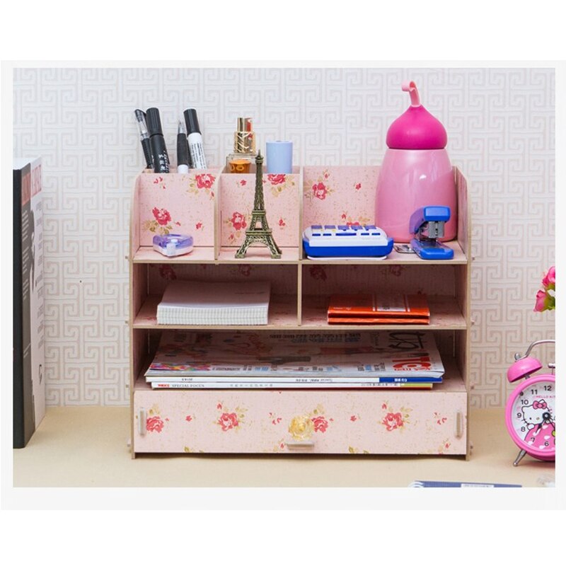 Desktop Office Storage Box Filing Sundry Storage Shelving Desk Bookshelf File Rack Large Wood