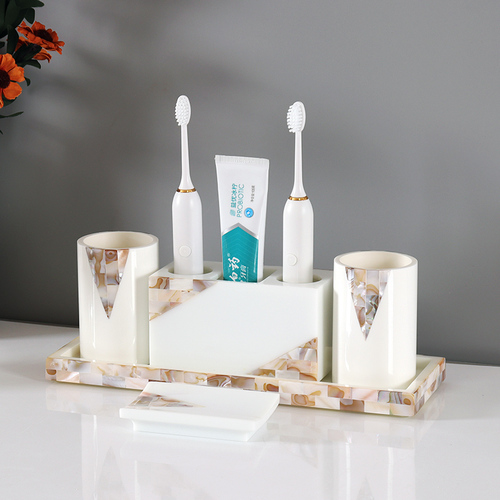 Coquille Résine Salle De Bains Ensemble Rince-bouche Tasse Lotion Bouteille Brosse À Dents Porte-Savon Porte-Boîte à Mouchoirs Aromathérapie Bouteille Boîte De Coton-Tige