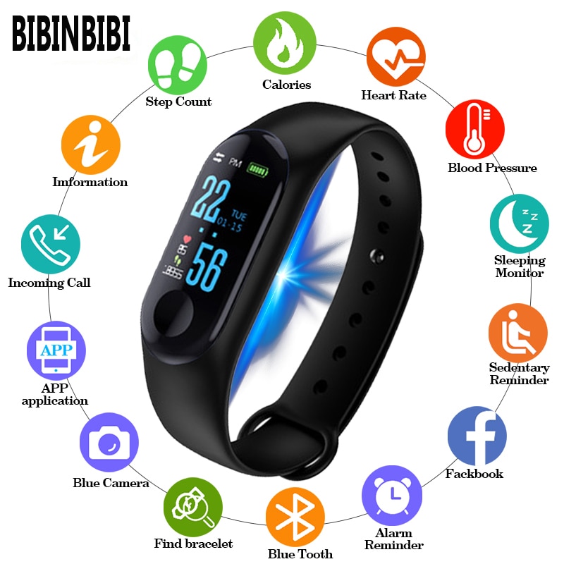 BIBINBIBI Sport Watch Men Women Smart Watch Bluetooth Clock Remote Camera Heart Rate Blood PressureSleep Monitor Pedometer Band