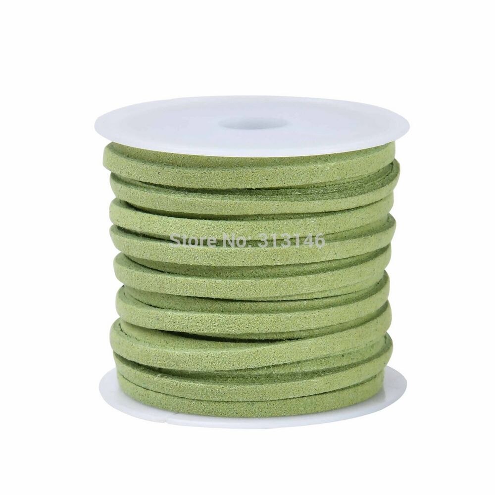 3mm 5M/Roll Flat Faux Suede Cord Leather Lace DIY Handmade Beading Bracelet Necklace Craft Supplies Jewelry Making Thread String: Lime Green