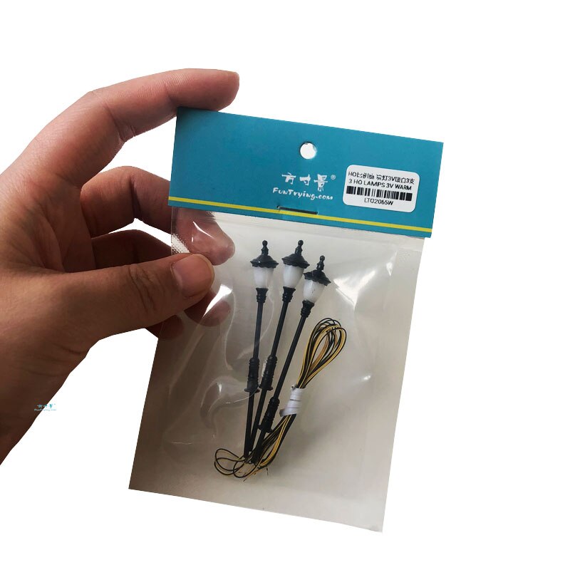 3Pcs 1:87 Ho Schaal Modelspoor Lantaarnpaal Led Park Lantaarns Straat Lamp Model Maken Railroad/Model Park Lampen/Trein layout