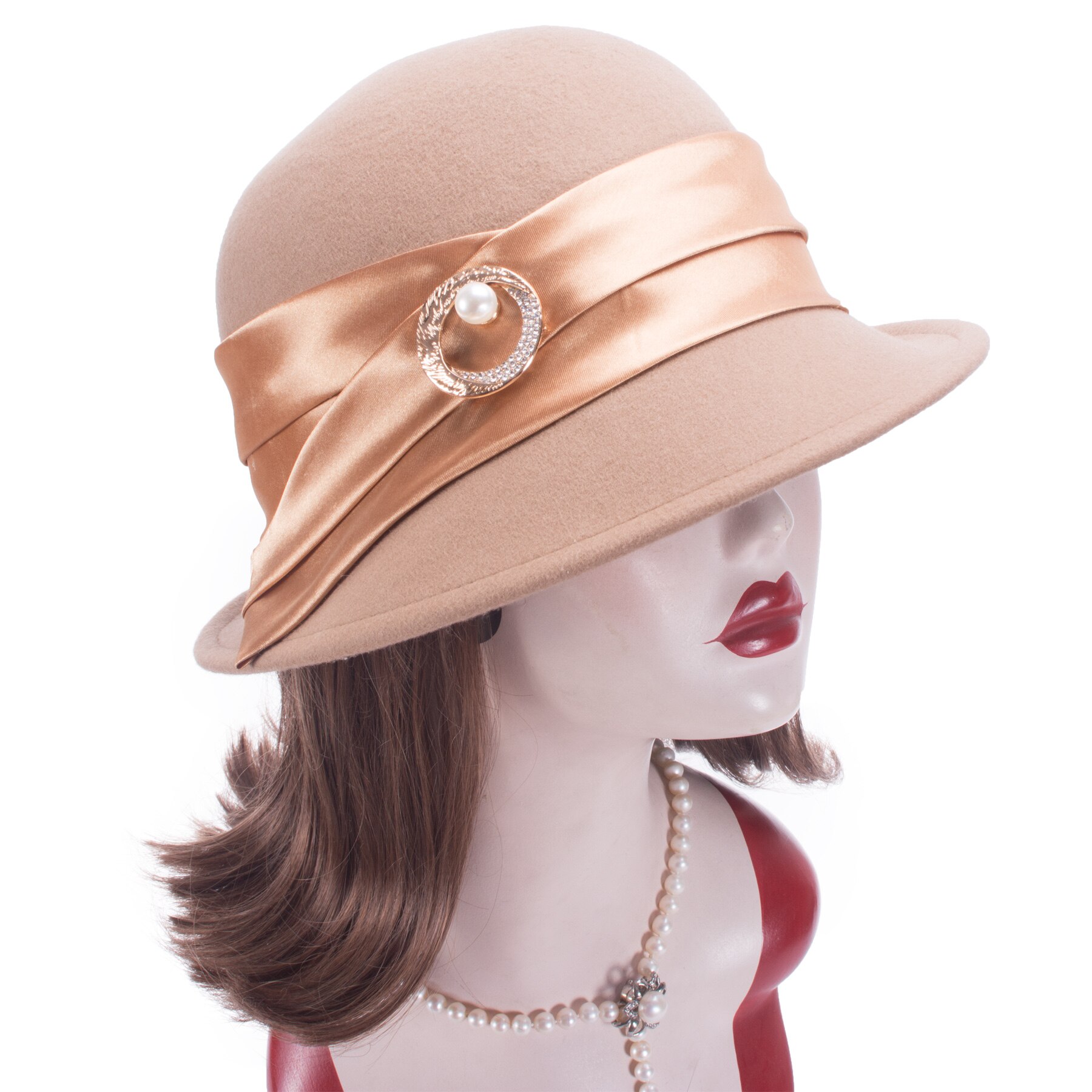 Lawliet Up Turn Womens Downton Abbey Style Cloche Bucket Wool Felt Winter Hat T406