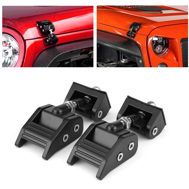 2pcs Fechadura Capô Trava do Suporte de Metal Fivela Kit Hold Down para Wrangler Unlimited JK 2007 2008 2009 2010 2011 2012 2013 2014-2017