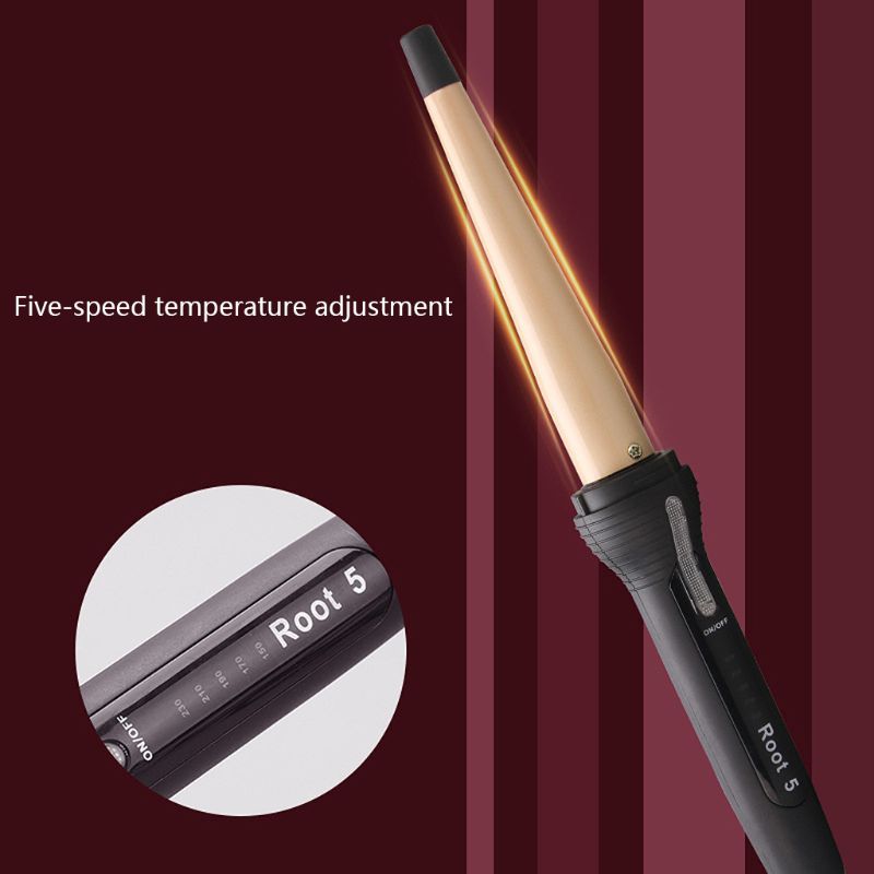 Tapered Hair Curler Curling Iron Ceramic Tourmaline Coating Styling Tool Adjustable Temperature Dual Voltage Home
