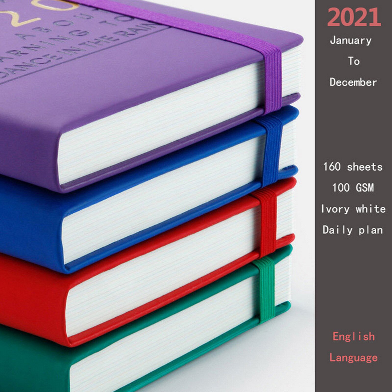 Daily Schedule Planner Calendar Notebook with Elastic Band Pen Holder for Home Office Students Supplies A5 Size