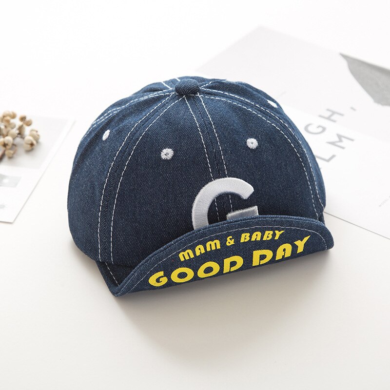 Cute Letter Baby Hat Cap Striped Denim Baseball Caps Summer Baby Boy Girl Hat Children Kids Toddler Sun Hat Caps Snapback: Letter G