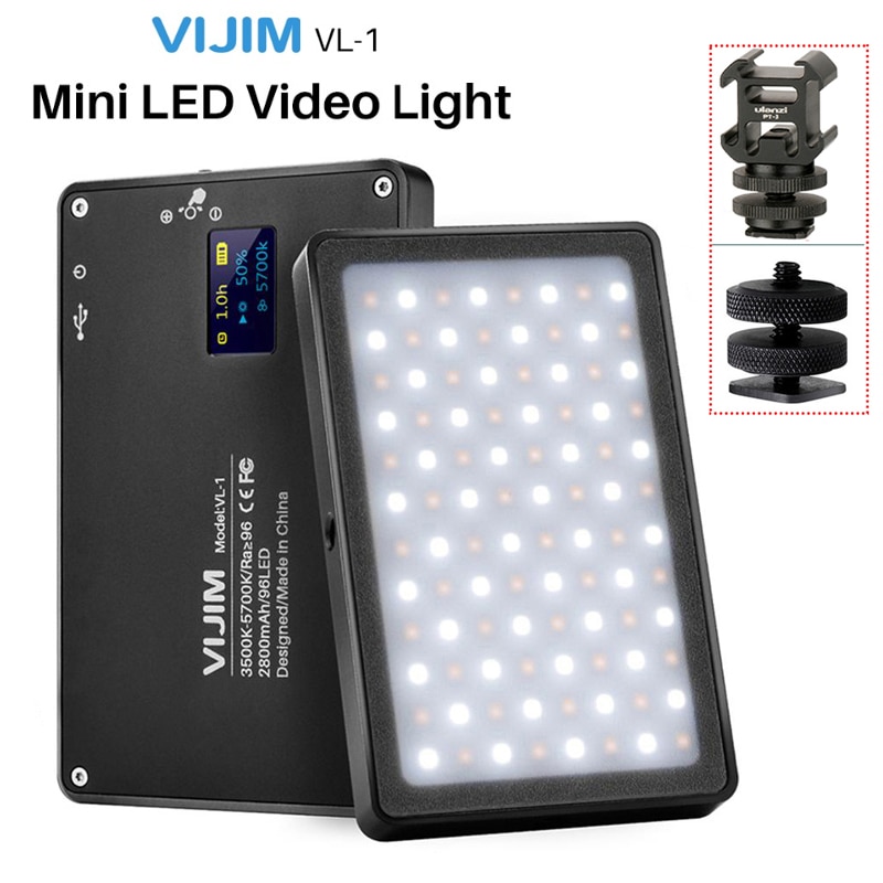 Vijim VL-1 Mini Led Video Licht Magnetische Dimbare Fotografie Verlichting Op Camera 96 Leds Lamp W Koud Schoen Hoge CRI96