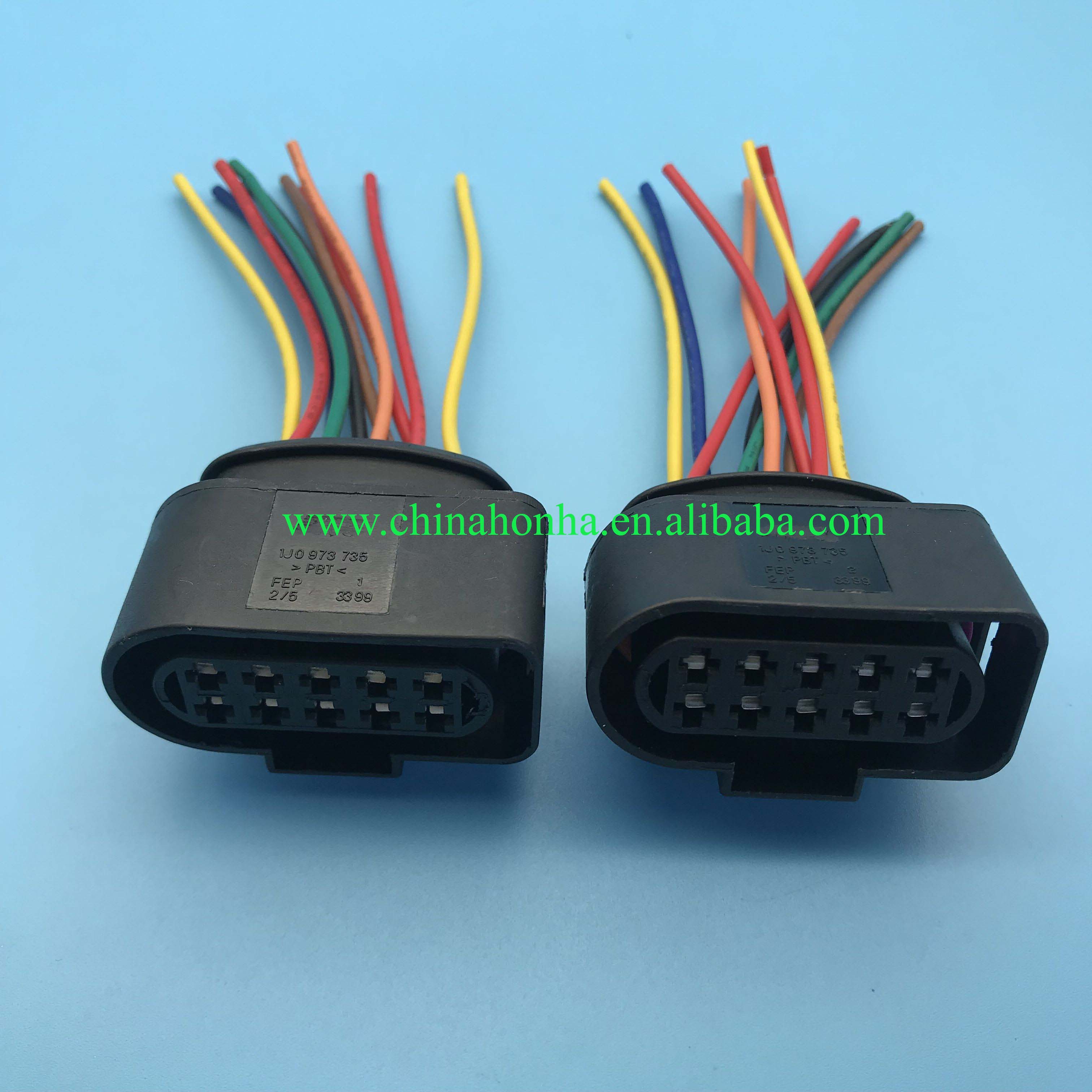 5/10 stk 10 -pinners billykt hodelyktplugg pigtail-kontakt ledningsadapter 1 j 0973735 1 j 0 973 735 med 10cm 18 awg-ledning