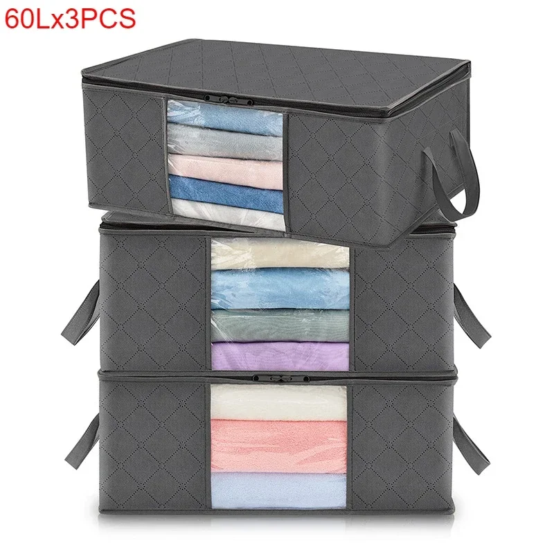 Sac de rangement pour vêtements de grande capacité, 3/1 pièces, sacs de rangement pliables pour couvertures, conteneurs de rangement pour organiser les vêtements de placard de chambre à coucher: Fuchsia