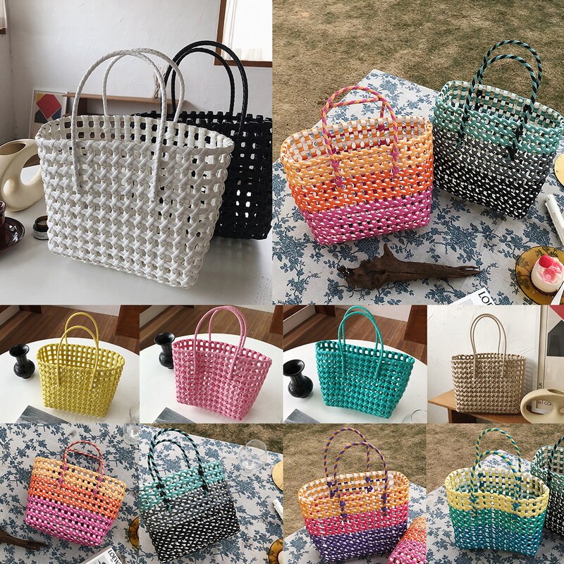 Sommer Tasche Frauen Neue Hand Gewebt Bote Tasche Hand Einzigen Schulter Tasche Hohl Gemüse Korb lässig Reise Strand tasche