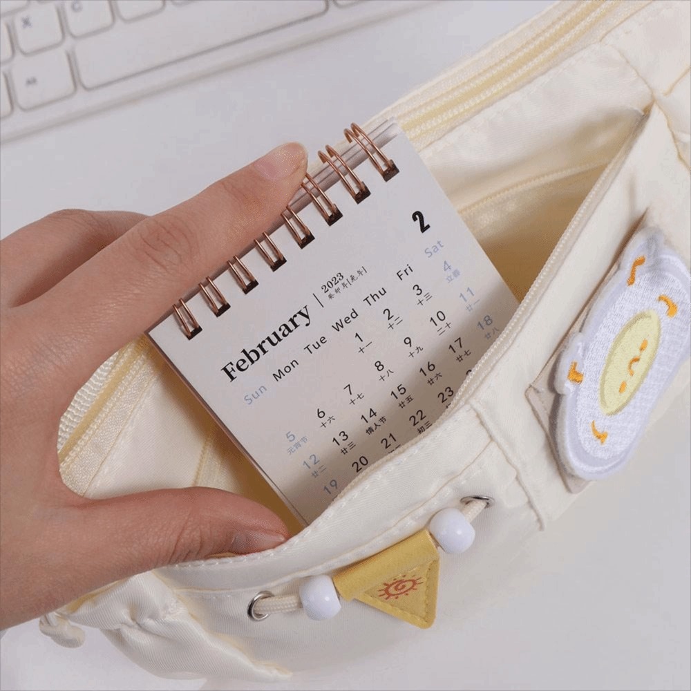 Caja organizadora de lápices de gran capacidad, estuche de lápices con parche bordado estético, bolsa de almacenamiento de papelería creativa de dibujos animados, bricolaje