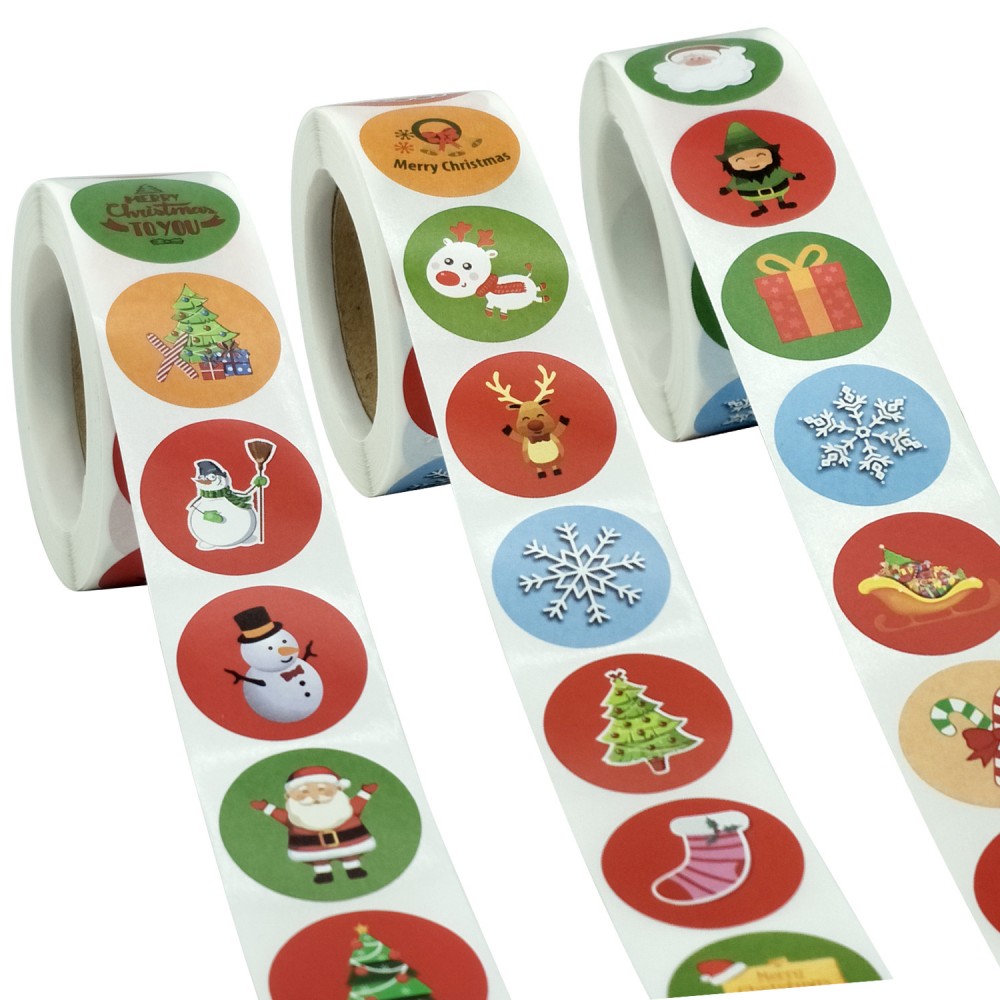 50-500Pcs Cartoon Merry Christmas Tree Label kids Stickers for Package Wrapping Festival Party Baking Paper Seal Stickers
