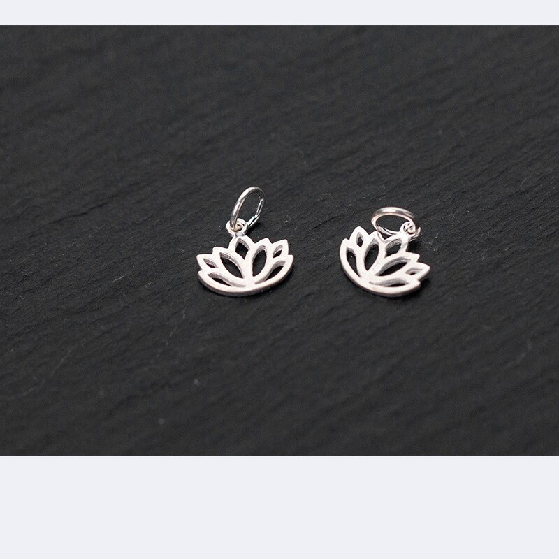 UQBing 10*11mm Hollow 925 Sterling Silver Buddhist Elements Lotus Flower Charm Beads For Women DIY Necklaces Pendants