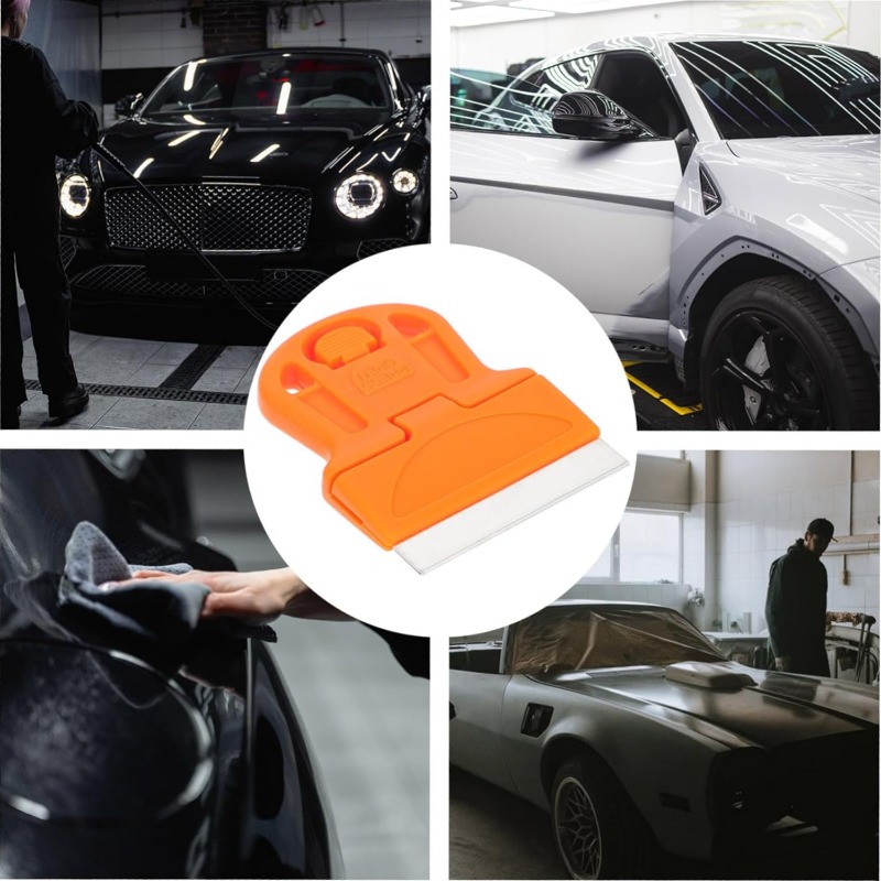 Mini Scrapers, Mini Plastic Handle Steel Blade Window Paint Scraper, Wallpaper Sticker Decal Residue Label Removal, Putty Knives