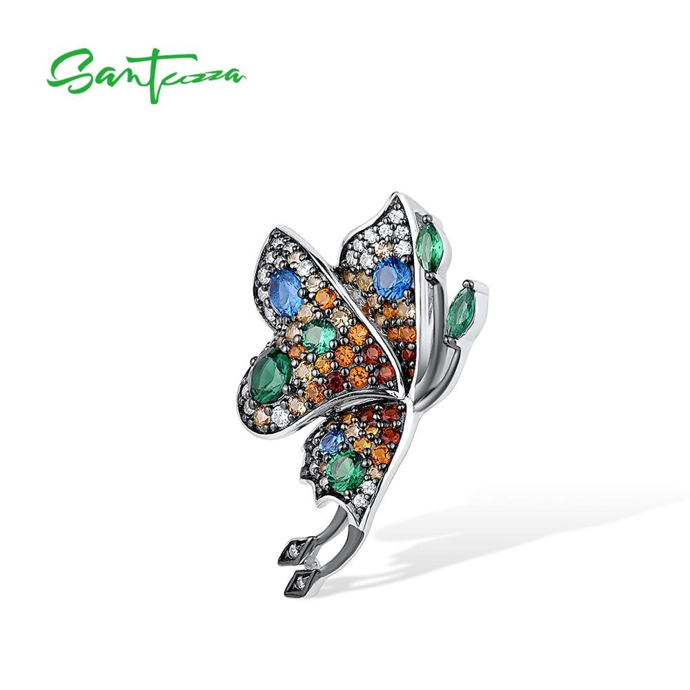 SANTUZZA – pendentif en argent Sterling 925 pour femme, bijou fin, délicat, papillon, pierres colorées scintillantes, tendance
