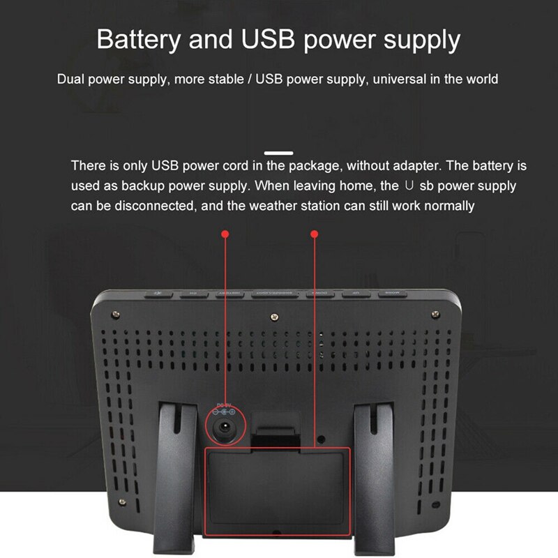 3383F Weather Station Temperature Humidity Meter Indoor Outdoor Hygrometer Weather Forecast Snooze Function Clock