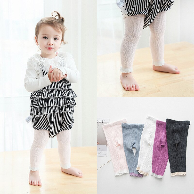 Baby Broek Fles Kant Effen Kleur Baby Negen Punten Panty