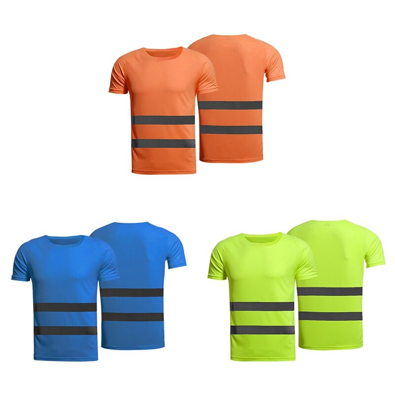 Workwear verão Amarelo Laranja De Alta Visibilidade de Segurança de Verão Respirável Respirável Camisa de Trabalho Das Mulheres Dos Homens T-Shirt 2