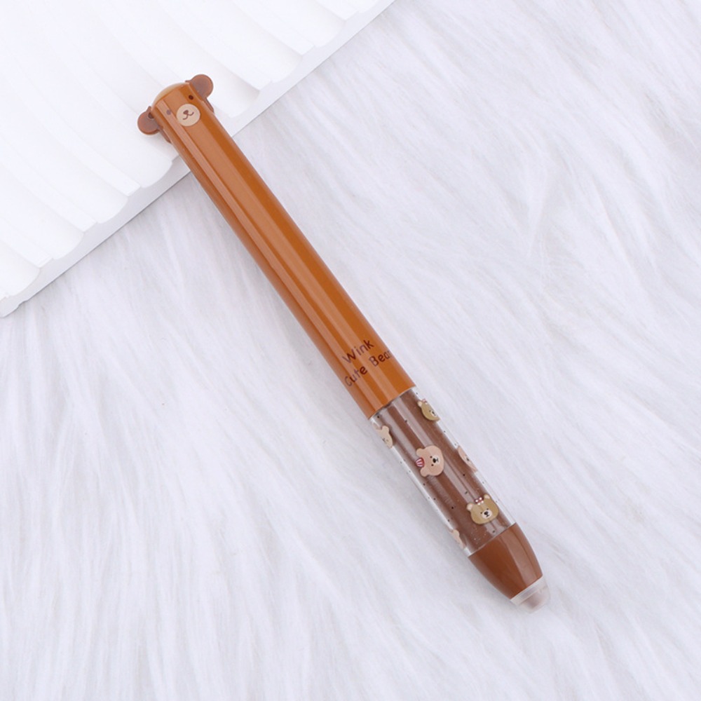 Cartoon Erasable Ballpoint Pen Animal Quick-drying Neutral Pen Double Ink Color Signature Pens Stationery