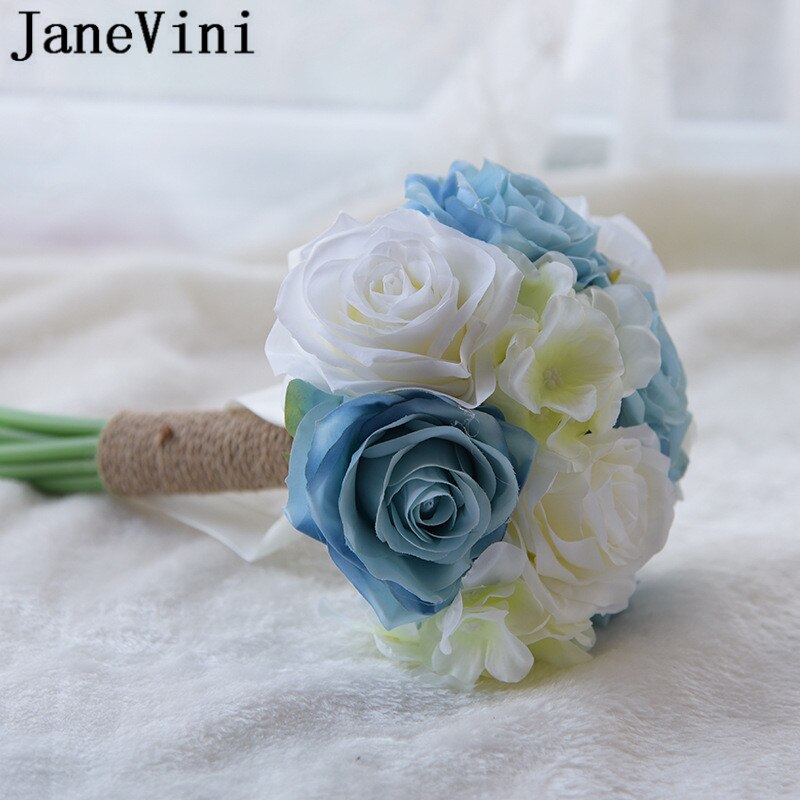 JaneVini A Buon Mercato Damigella D&#39;onore Bouquet Da Sposa 16cm Rosa Articielle Ortensia Peonia Damigelle D&#39;onore Spose Fotografia Piccoli Fiori