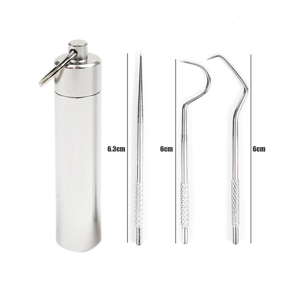 Portable Stainless Steel Toothpick Set Metal Flossing Tools With Portable Toothpick Holder Outdoor Household Travel Seal Storage