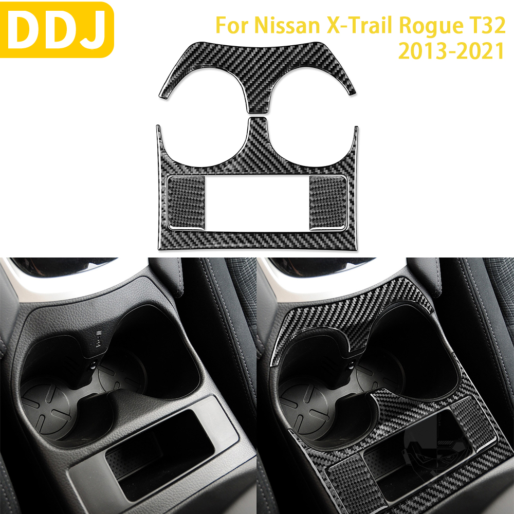 Voor Nissan X-Trail Rogue T32 Accessoires Carbon Fiber Interieur Auto Bekerhouder Panel Trim Sticker decoratie