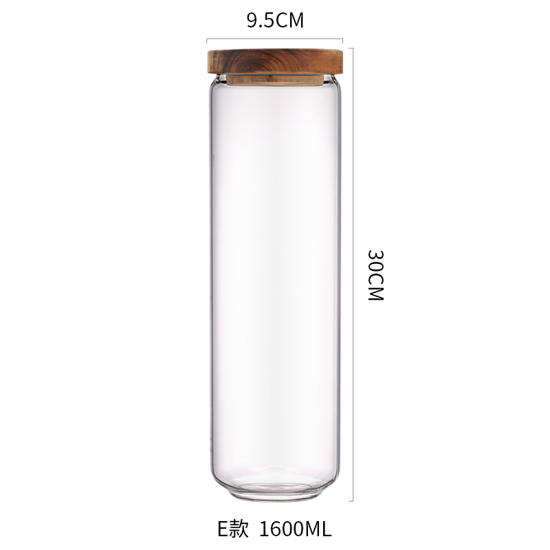 Xykit glas mad opbevaring flaske gummi dæksel forseglet korn nødder tank kan køkken sortering mad opbevaring boks container: 1600ml
