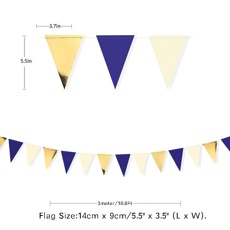 Globos de látex de color azul real, dorado y Beige, decoraciones colgantes para de cumpleaños de niño, bandera de papel, pompón, flor, corazón, guirnaldas con borlas