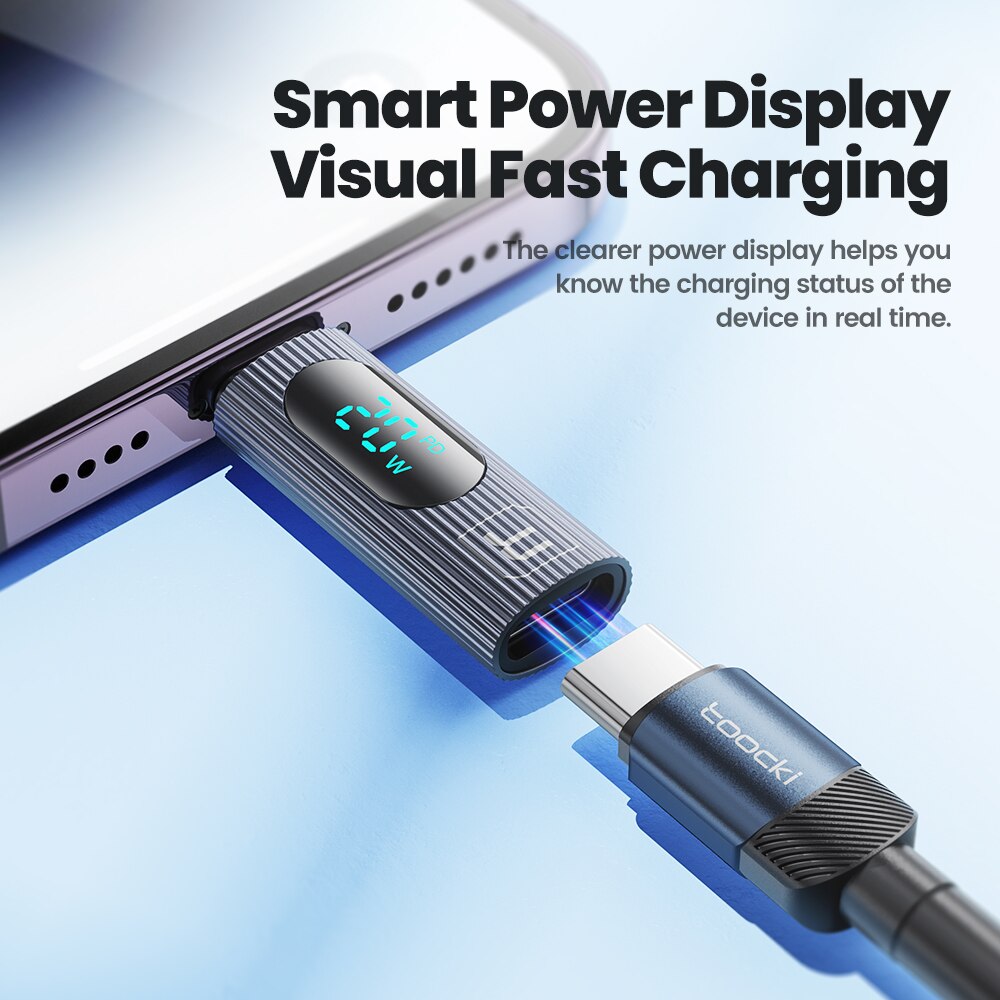 Toocki USB 2.0 wyświetlacz OTG Adapter PD 20W szybkie ładowanie błyskawicy męskie do typu C złącze żeńskie dla iPhone 15 14 13 konwerter