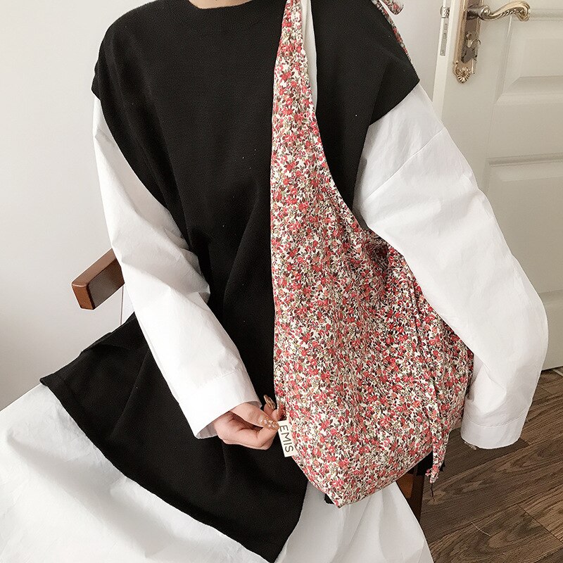 Retro Floral Shoulder Bag Large Capacity Women Casual Tote Handbag Japan Style Knot Handbag Leopard Print Female Bag Tote Bag