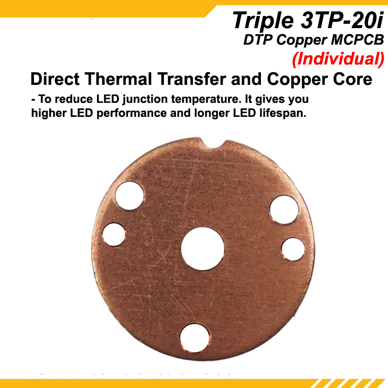 KDLITKER Triple 3TP-20 DTP Copper MCPCB for Cree XP Series / Nichia 219 Series / 3535 LEDs - Parallel or Individual ( 5 pcs )