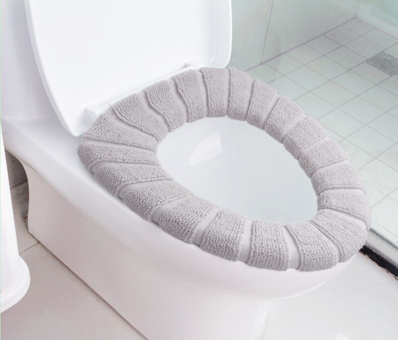 Vaskbart badeværelse toilet sædeovertræk fyldning behagelig mat blød betræk pad pude 30cm sæde pude toilet sæde betræk tykkere: Lysegrå