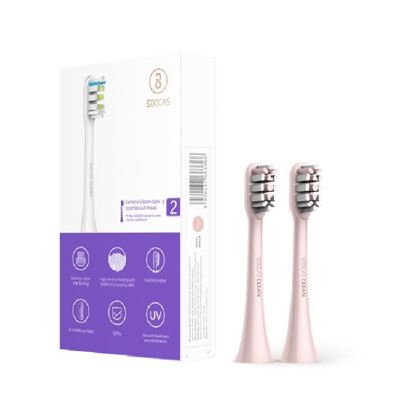 Soocas X3 X1 X5 Vervangende Opzetborstels Soocare X1 X3 Sonic Elektrische Tandenborstel Hoofd Originele Mondstuk Jets Smart Tandenborstel: 2pcs pink