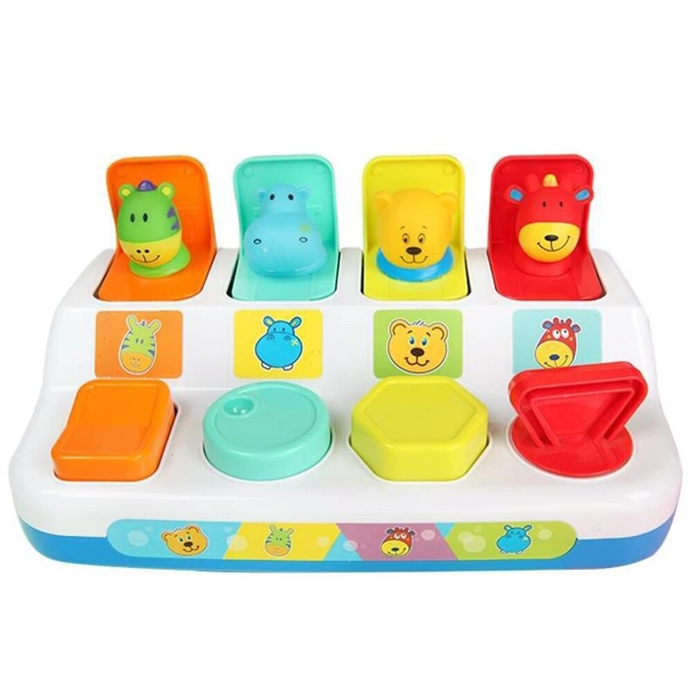 Boîte de commutation Interactive Pop-up, jouet Animal, boîte à boutons, poupée intelligente pour bébé, apprendre à étendre les jouets, de jeu,: with box
