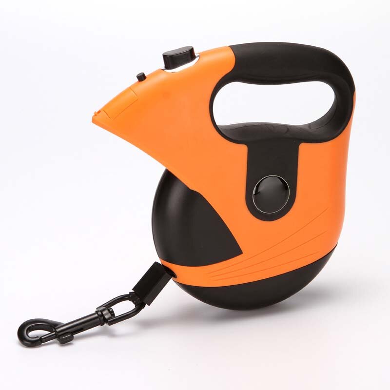 Retractable Dog Leash 16 Feet Heavy Duty Retractable Walking One-Handed Brake, Pause, Lock, Build-in LED Flashlight PL052: Orange
