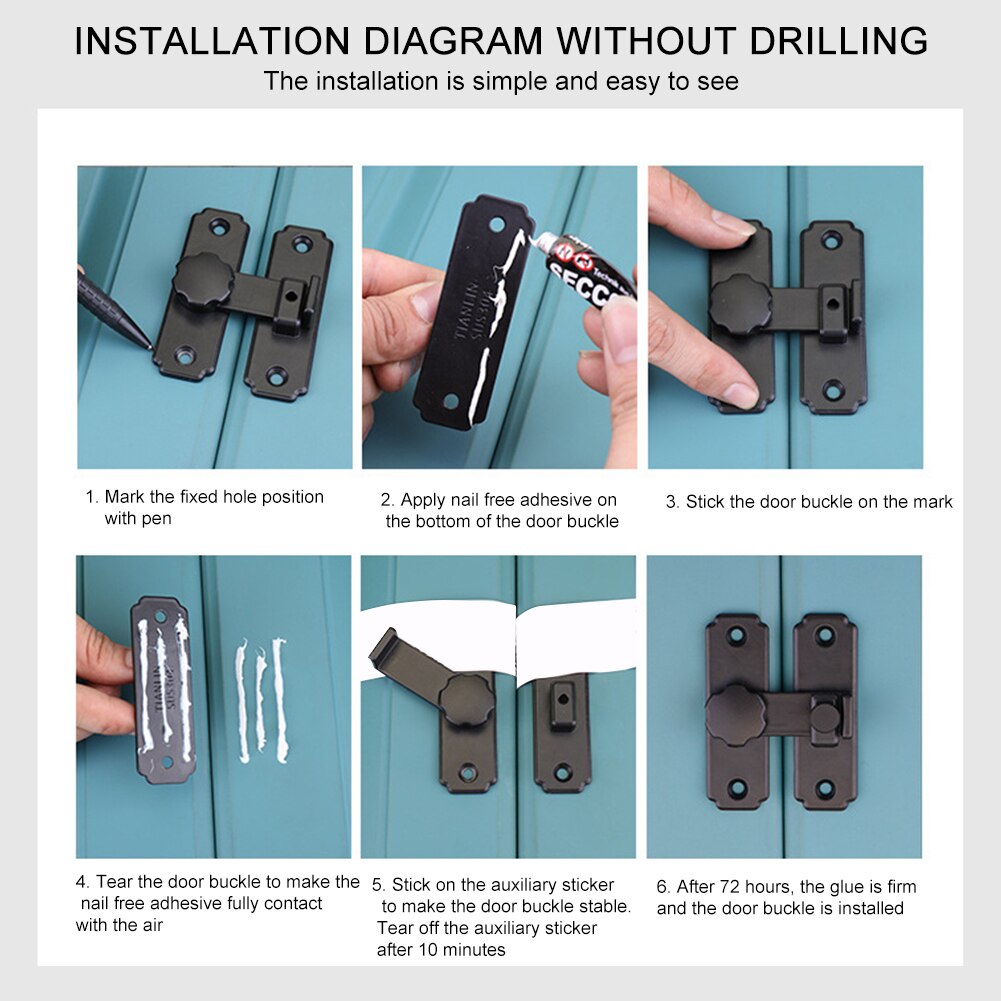 Stainless Steel Barn Door Lock Easy Install Bedroom Hasp 90 180 Degree Hardware