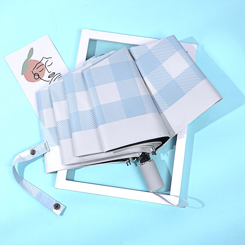 YADA Plaid Pattern Umbrellas Windproof Folding Rainy Umbrellas For Women Summer Unilever Umbrella YS200074: YS200074BU