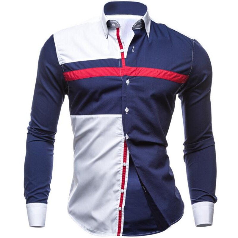 Xipeng camisa casual masculina, camisa ultrafina manga comprida, roupa masculina m-XXL: Navy Blue / Asian Size L