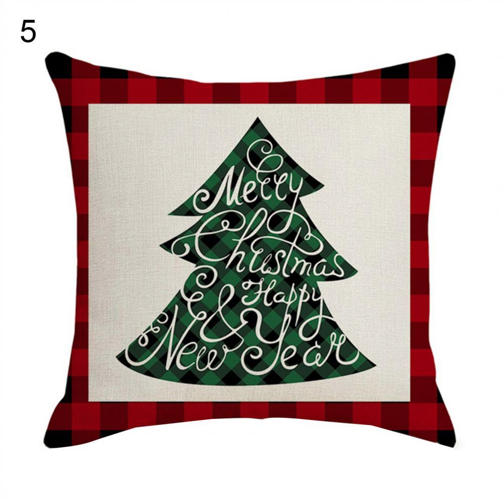 2022 Gelukkig Nieuwjaar Vrolijke Kerstversiering Linnen Kussenhoes Buffalo Rooster-Plaid Kussensloop Rendier Sokken Kussensloop: 5